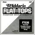 D'Addario FT036 Semi-Flat Phosphor Bronze Acoustic Guitar Single String, .036
