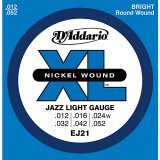 D'Addario EJ21 Nickel Wound Electric Guitar Strings, Jazz Light, 12-52
