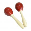 Egg Shaker With Handle, Wooden Pair, Red