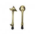 Premium Multi Position Telescoping Bass Drum Spurs With Traditional Rubber Spur Foot, Pair, Brass, By dFd