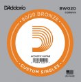 D'Addario BW020 Bronze Wound Acoustic Guitar Single String, .020