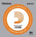 D'Addario BW021 Bronze Wound Acoustic Guitar Single String, .021