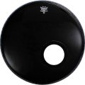 24" Remo Ebony Powerstroke 3 Resonant Bass Drum Drumhead With 5" Black DynamO Installed