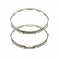 Pair Of 14" 10 Hole 2.5mm Nickel Over Brass Triple Flange Hoops, Batter And Snare Side