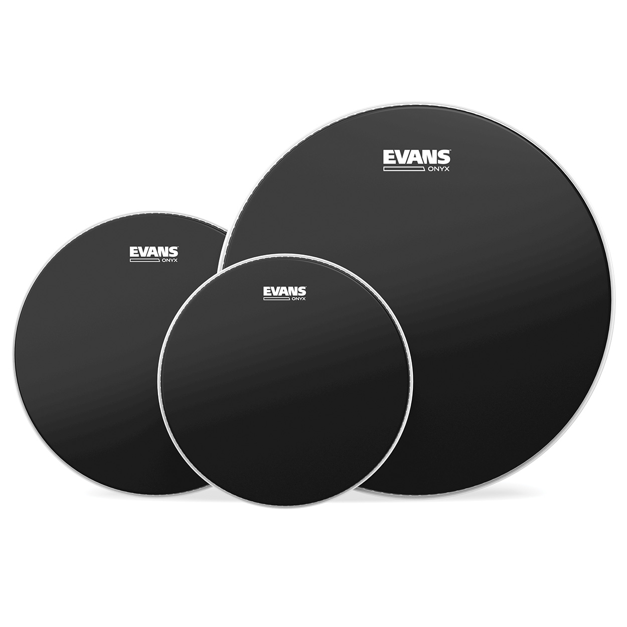 Evans Level 360 10, 12, 14" Black Onyx 2 Ply Tom Head Pack-Fusion, ETP-ONX2-F